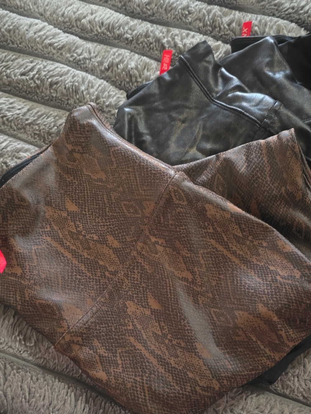 SPANX Brown Snake-Print Faux Leather Leggings